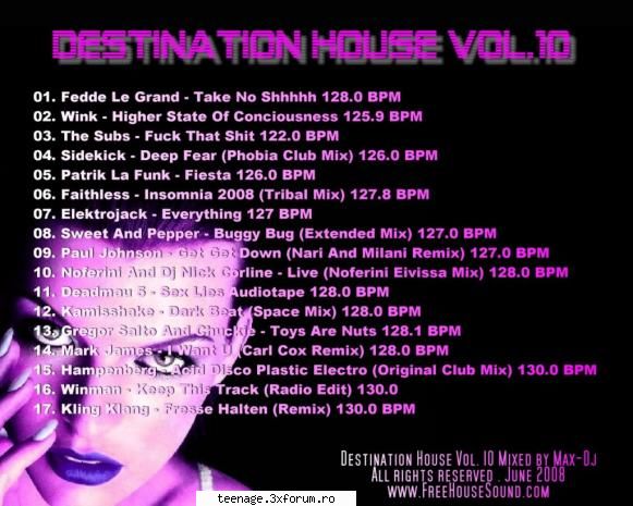 title: va - house vol.10 (mixed by 128 kbps / 44,1 khz
genre: yes
total time: 60 mb



  va - house