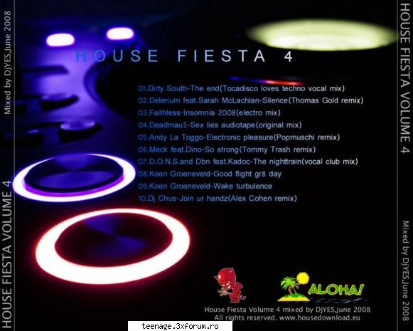 title: va - house fiesta volume 4 (mixed by 160 kbps / 44,1 khz
genre: yes
total time: 67 mb